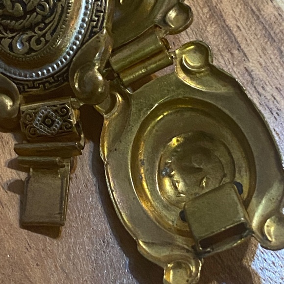 Vintage damascene Toledo ware lions head metal bracelet - Picture 7 of 16